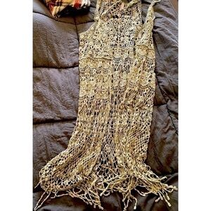 Vanity boho fringe sweeper open sweater medium